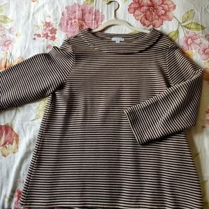 Pure Collection Bardot Black & Tan Striped Top - image 1